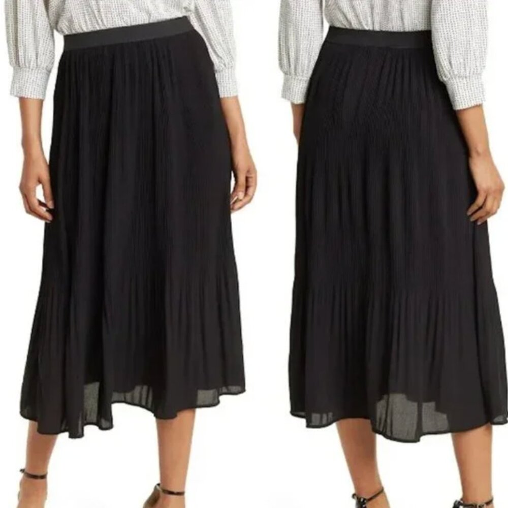 NWT Adrianna Papell Black Pleated MIDI Skirt (Women’s Medium)